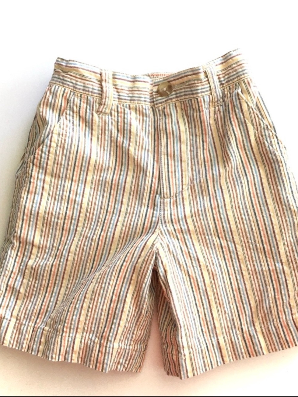 Place Striped Seersucker Shorts - Beige, Orange, Blue, Brown